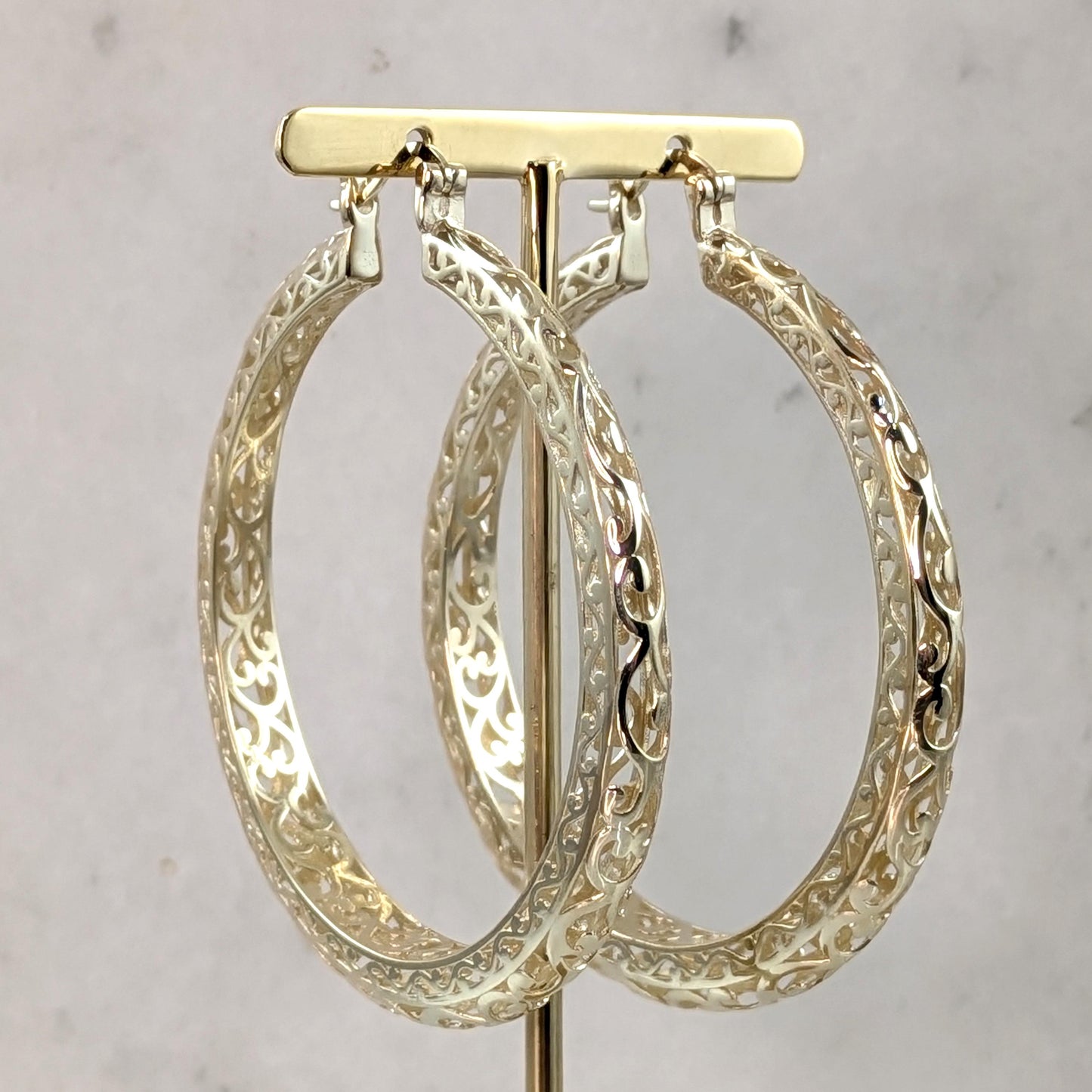 Made to Order Solid 14k Gold Scrollwork Hoop Earrings, Also Available in 10K & 18K Solid Gold