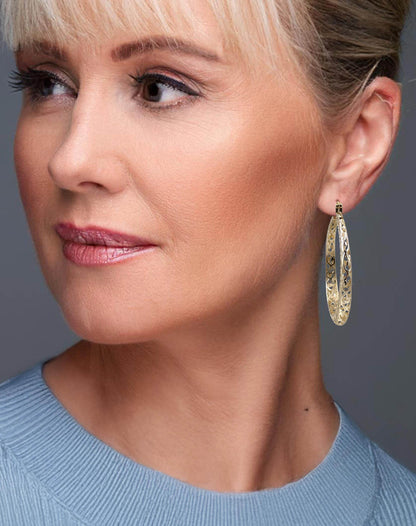 Made to Order Glamorous Scrollwork 14K 18k Real Solid Gold Filigree Hoops - 52mm (2 inches) Inner Diameter - TurkishBling