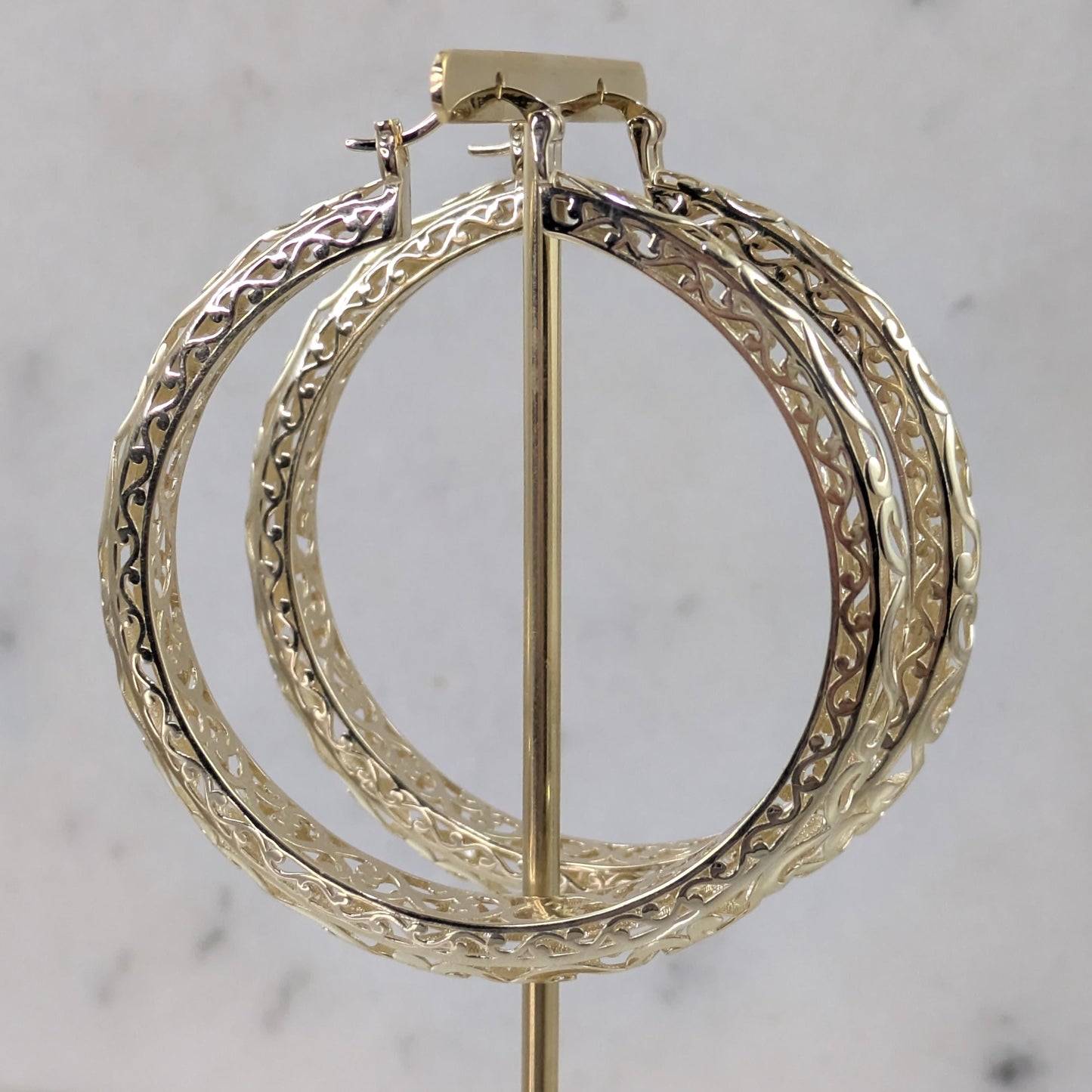 Made to Order Solid 14k Gold Scrollwork Hoop Earrings, Also Available in 10K & 18K Solid Gold