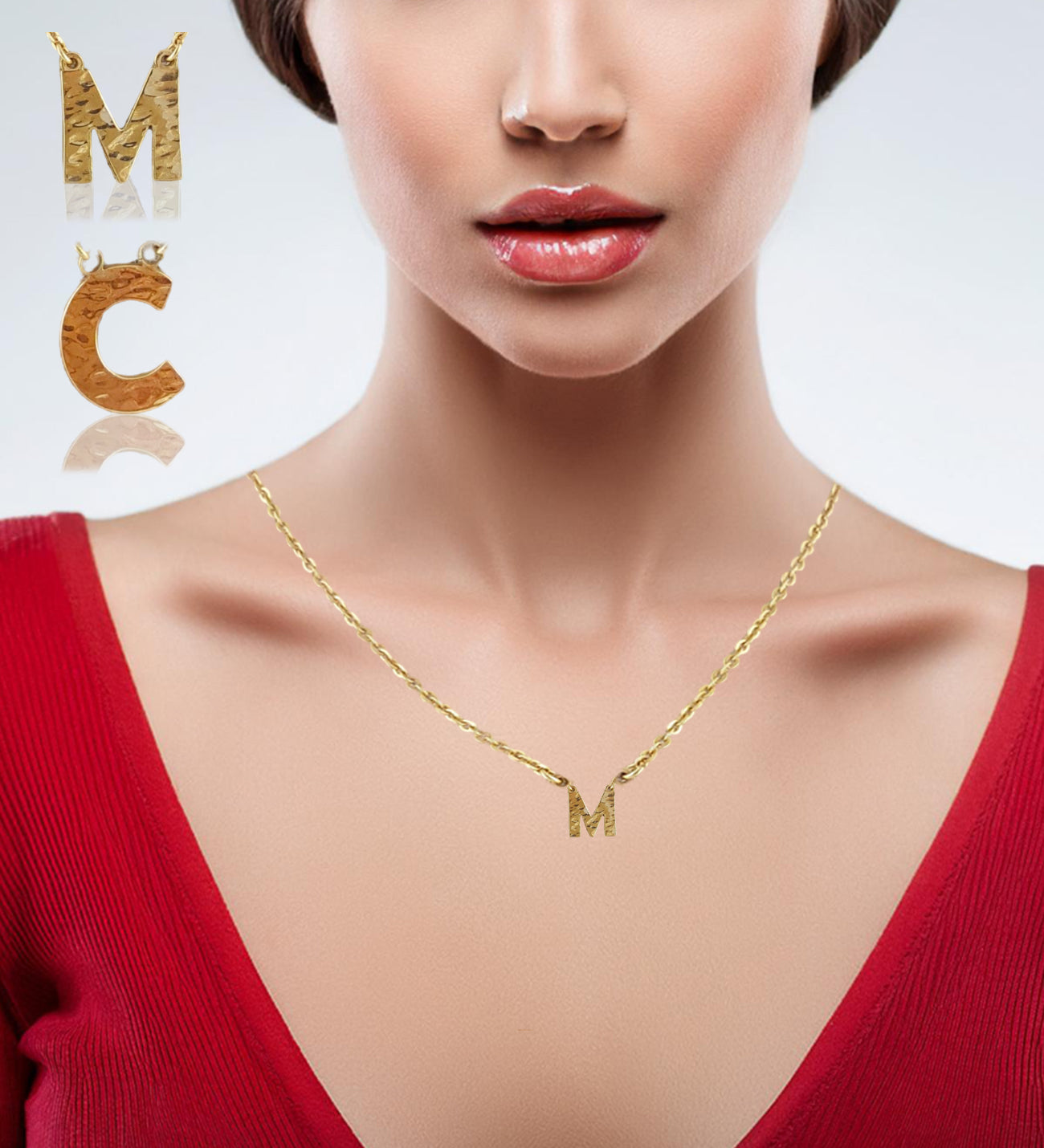 Initial Necklace, Personalized Jewelry ,Gifts for Her, 18k Gold Over Bronze