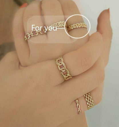 Gold Leaf Pattern Ring - 10k,14k,18k - TurkishBling