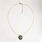 Gold over Silver Hand Painted Ceramic One of a Kind Evil Eye Necklace 18+2