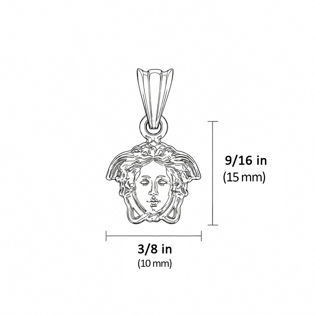 Solid Gold Medusa Pendant in  Available 10k, 14k or 18k  Gold