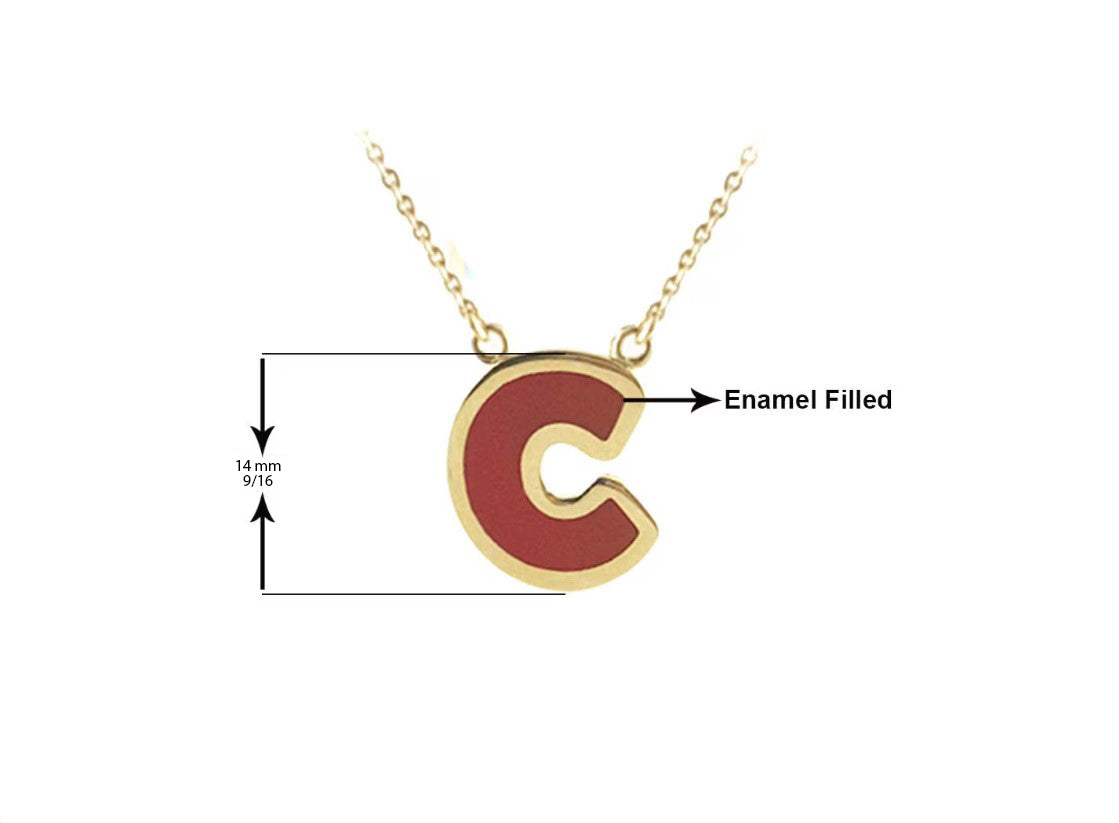 Initial Necklace, Personalized Jewelry ,Gifts for Her, Enamel Necklace 18k Gold Over Bronze