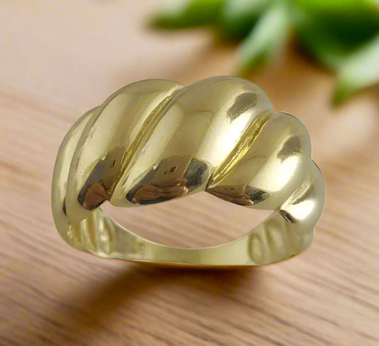 Large Croissant Gold Ring - 10k, 14k, 18k