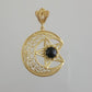 Gold Crescent Moon and Star Pendant with Black Onyx – Handcrafted Celestial Jewelry