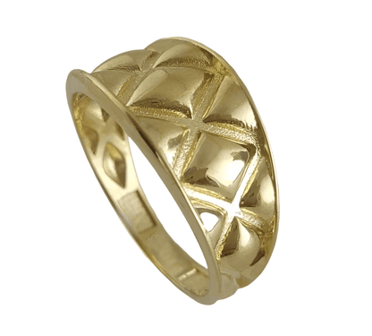 Quilt Pattern Gold Ring - 10k,14k,18k - TurkishBling