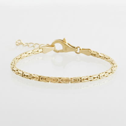 Byzantine Chain Bracelet with Adjustable Fit - Fine Gauge– Gold over Sterling Silver