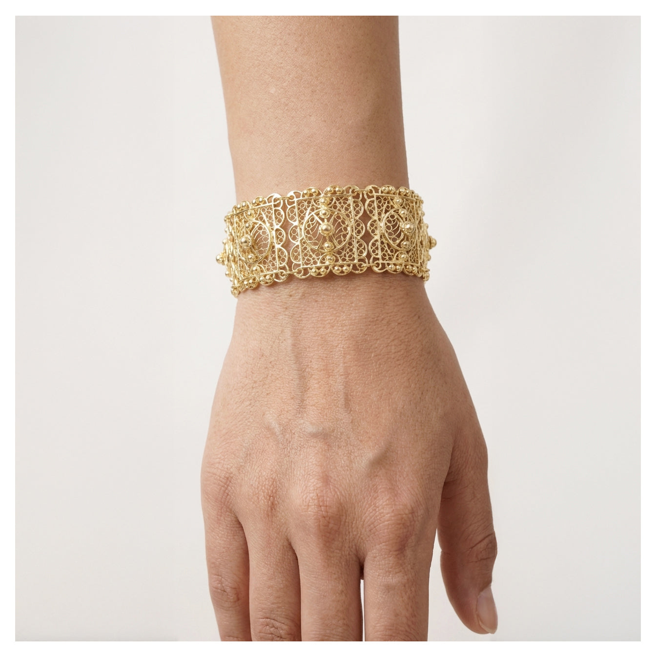 Statement Filigree Panel Bracelet with Toggle Clasp