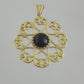 Elegant Gold Heart Filigree Pendant with Black Onyx – Handcrafted Artisan Necklace