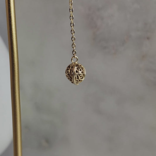 Filigree Drop Ball Long Threader Earrings