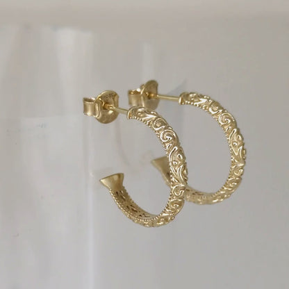 Petite Hoop Earrings with Swirl Filigree Design