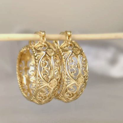 Filigree Hoop Earrings – Intricate Gold Statement Hoops
