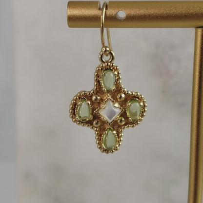 Enchanting Peridot Cross Byzantine Gemstone Earrings
