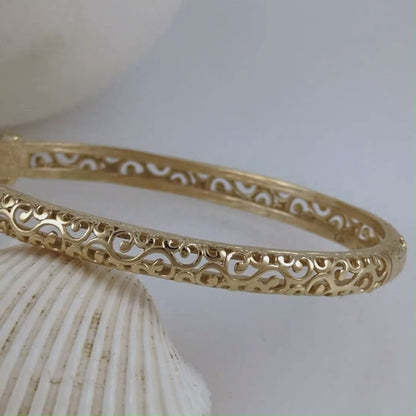 Open Scrollwork Bangle Bracelet – Easy Click Top Closure, 7in. and 8in. Options
