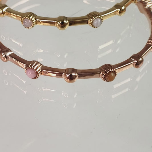 Bracelet with Moonstone and Modern Lines Gold Plated