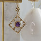 Venetian Scrollwork Engraved Geometric Earrings with Amethyst Gemstone