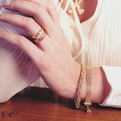 Gold Byzantine Chain Bracelet – Artisan Design, Statement Gold Jewelry with Adjustable Length