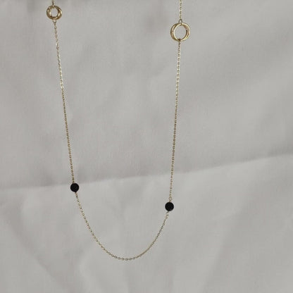 Beaded Station Necklace – 32" Minimalist Design with 6mm Gemstone Beads and Gold Stations (Copy)