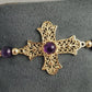 Gold Plated Amethyst Bead Cross Bracelet