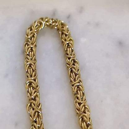 Timeless Classic Byzantine Link Chain Necklace with Black Onyx Toggle Clasp -5.5mm