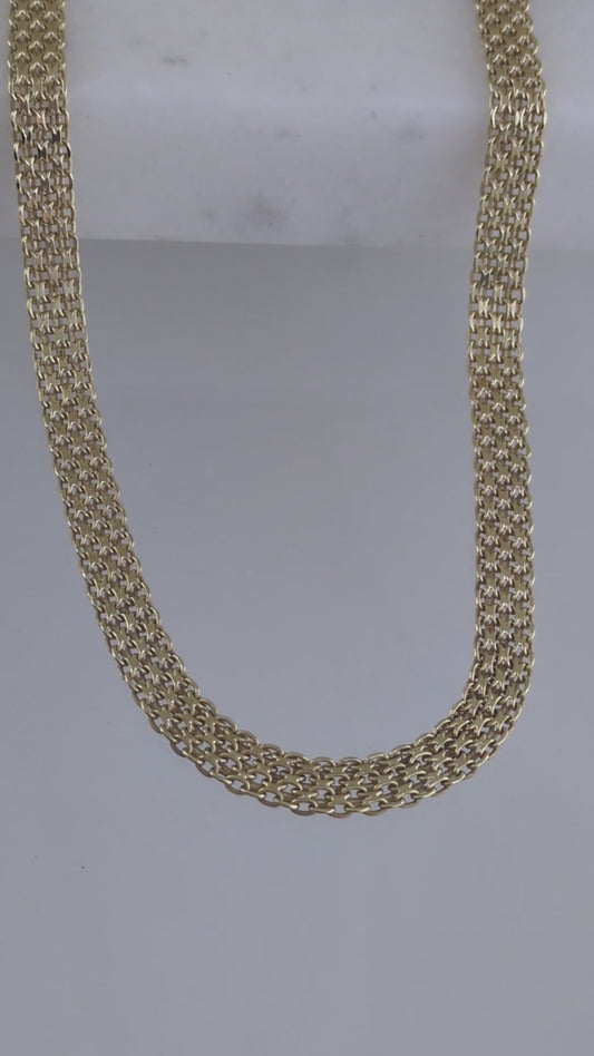 4-Row Bismark Chain Necklace - Adjustable Statement Gold Jewelry, Gold Over Bronze 18+2in