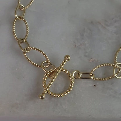 Rope Chain Link Toggle Bracelet with Oval and Round Links