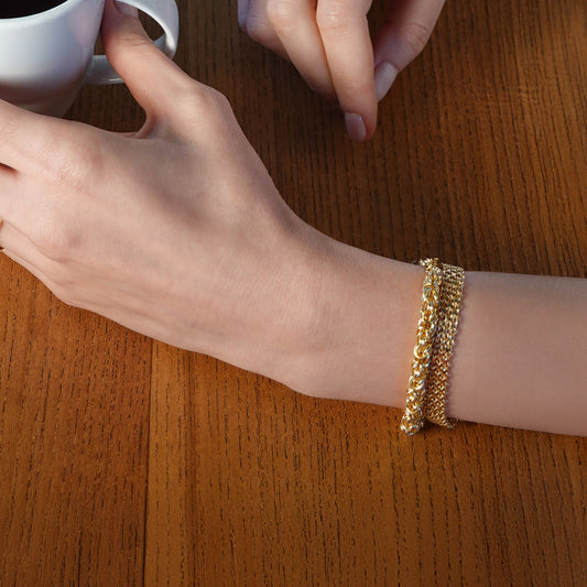 Gold Byzantine Chain Bracelet – Artisan Design, Statement Gold Jewelry with Adjustable Length