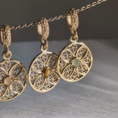 Inspiration Gemstone Round Filigree Disc Pendant - Multiple Gemstone Options