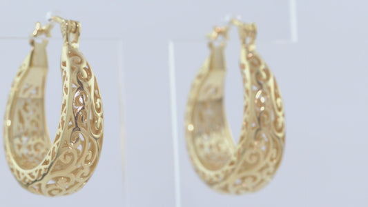 Graduated Scrollwork Hoop Earrings