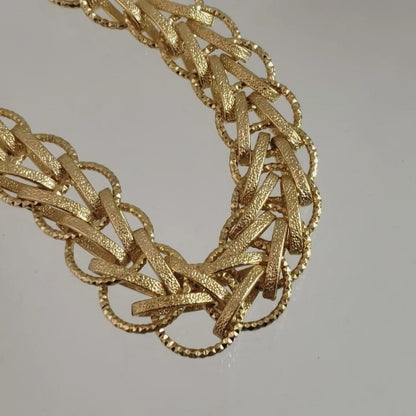 Bold Chain Link Interlocked Woven Bracelet with toggle clasp
