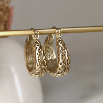 Graduated Scrollwork Hoop Earrings