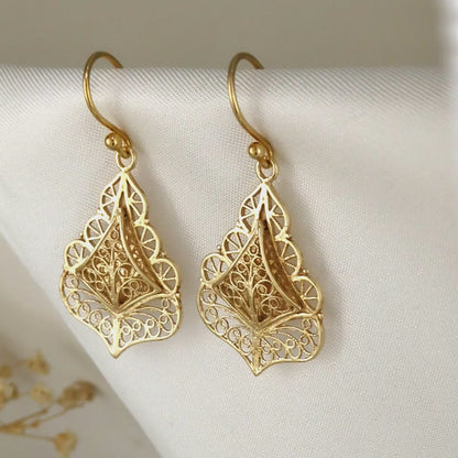Filigree Diamond Drop Earrings with Open Scrollwork