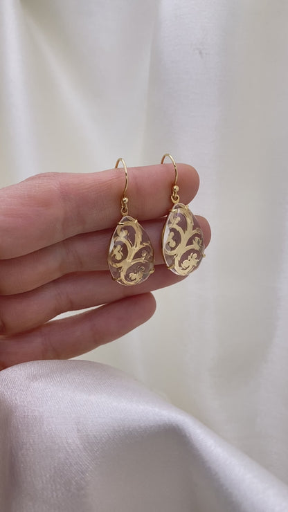 Crystal Quartz Teardrop Earrings – Handcrafted Openwork Design