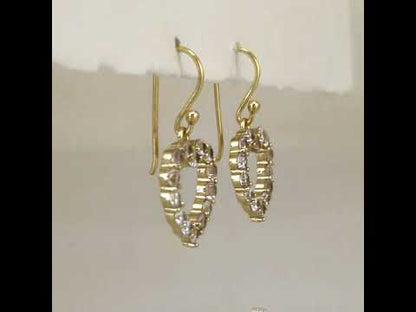 Romantic Gold Heart Earrings White CZ Halo Jewelry