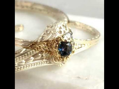 London Blue Topaz Colored Quartz Scrollwork Bangle Bracelet
