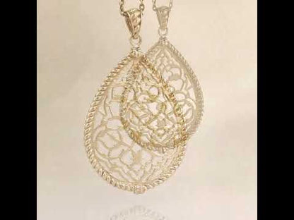 Turkish Motif Teardrop Openwork Pendant with Ornate Scrollwork
