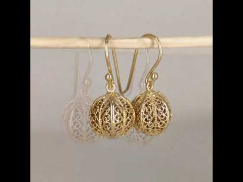 Ornate Filigree Ball Drop Earrings