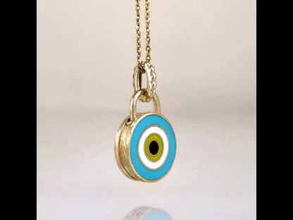 Round Gold Plated Evil Eye Multicolored Enamel Evil Eye Pendant