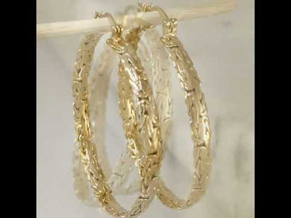 Byzantine Link Hoop Earrings with Timeless Texture