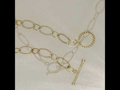 Oval Link Toggle Necklace with Twisted Texture