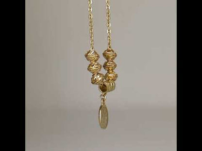 Coin Charm Beaded Necklace Adjustable Gold Necklace