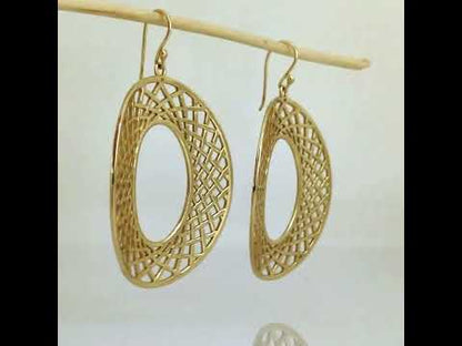 Openwork Oval Drop Earrings — Geometric Statement
