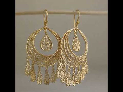 Crescent Filigree Chandelier Earrings Large