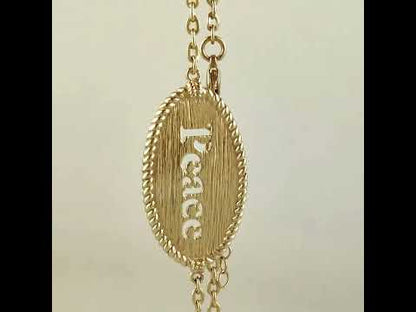 Oval Peace Cutout Bracelet with Textured Rope Border