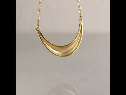Hammered Crescent Pendant Necklace Minimalist Jewelry