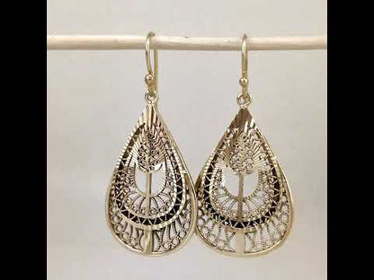 Teardrop Filigree Drop Earrings