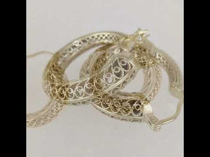 Graduated Filigree Hoop Earrings
