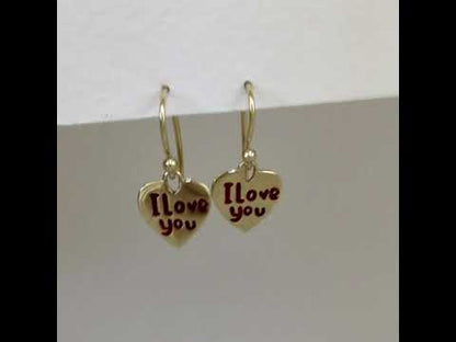 Heart Drop Earrings I Love You Engraved