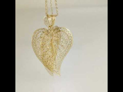 Filigree Heart Leaf Pendant